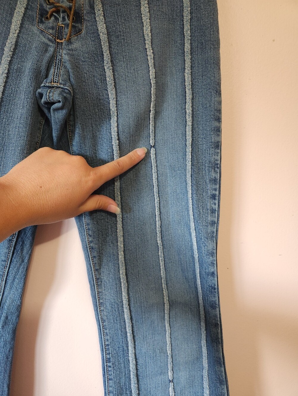 Vintage Y2K Parasuco Low Rise Lace Up Flared Exposed Seam Jeans Size 26 - Picture 12 of 15